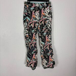 O'Neill Hyperdry Girl's Snowpants Grey with Colorful Leaf Print Size US Girl's 1